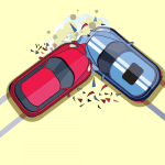 Car accident red and blue