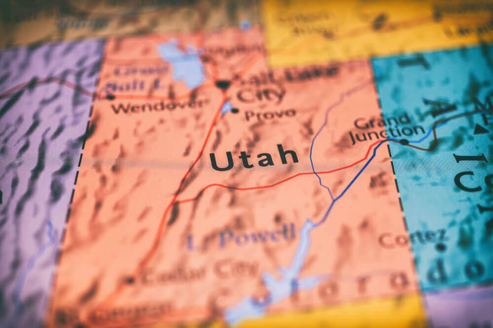 Colorful simple map of Utah